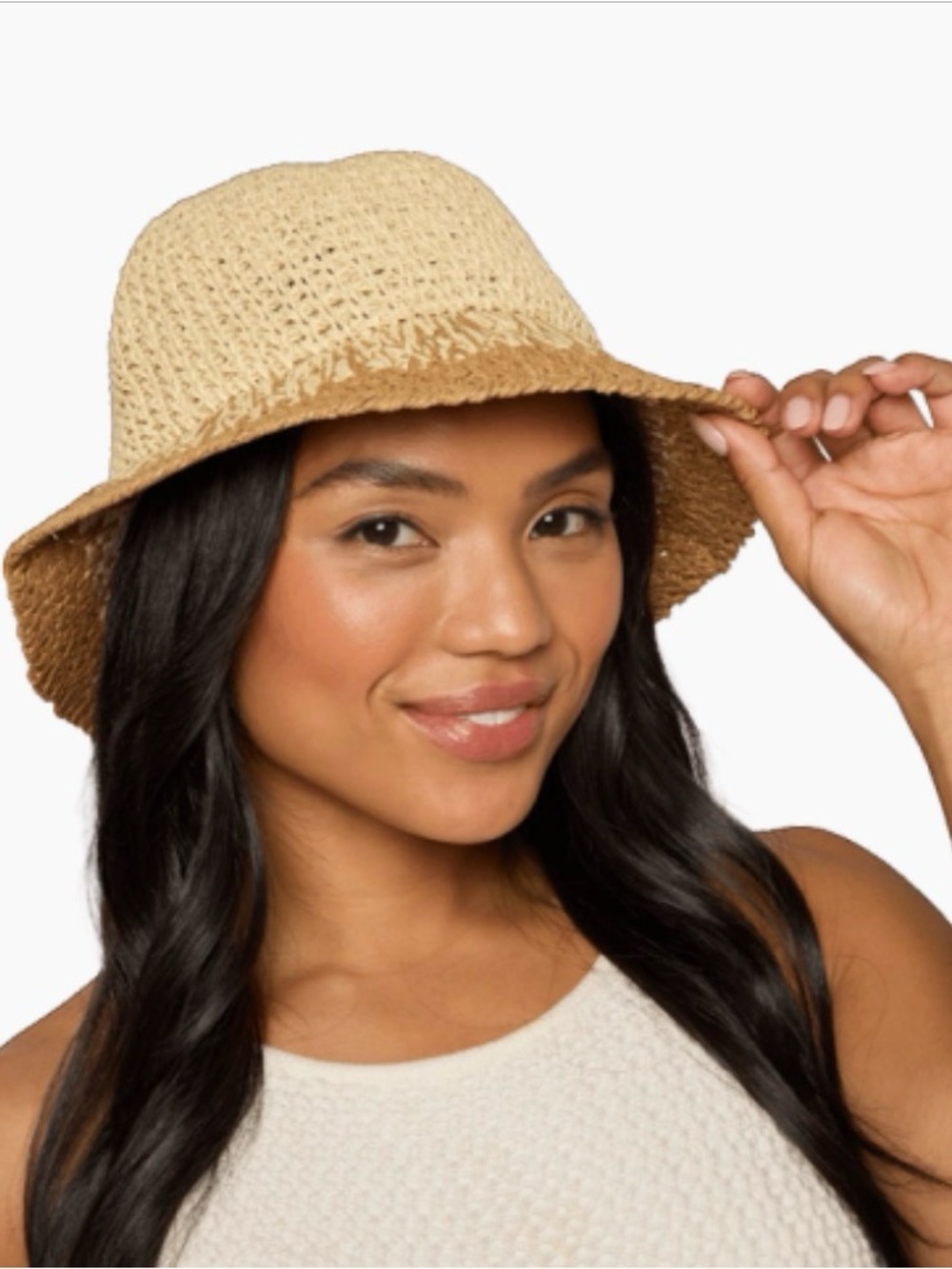 Eugenia Kim Two-Tone Paper Straw Bucket Hat in Beige and Tan - Picture 4 of 7